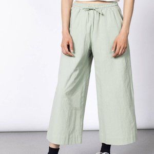 WILDFANG Ultimate Crinkle Cotton Wide Leg Pants - Sage Green